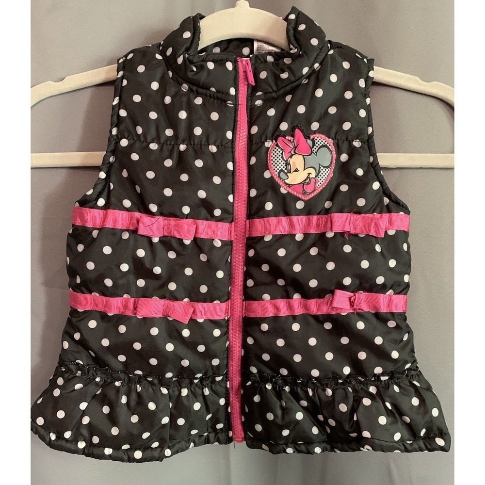 Disney "Minnie Mouse" Puffer Vest - 2T - Polka Dot - Full Zip - cozy lightweight